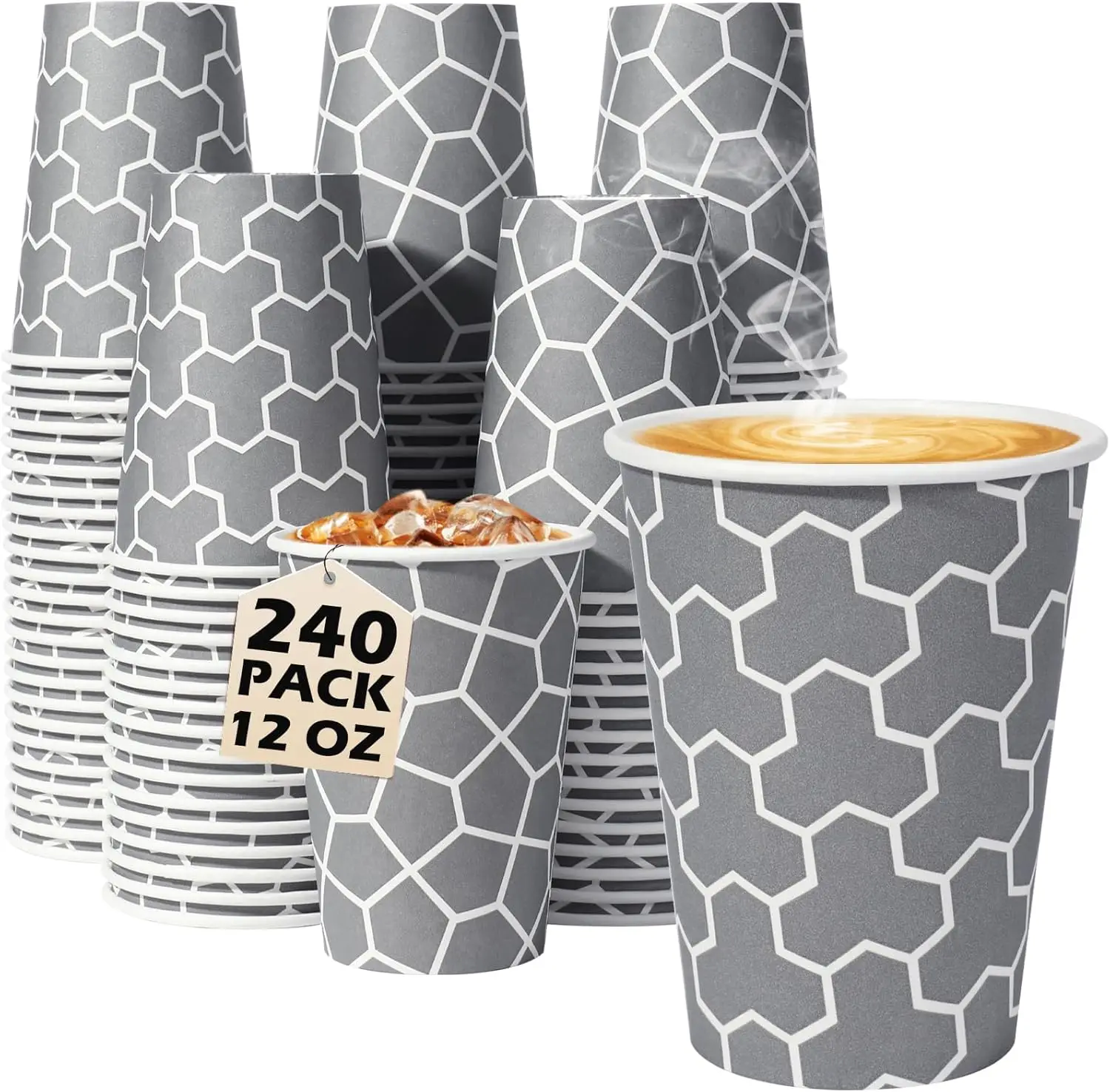 

Coffee Cups 12 oz Paper Cups 240 Pack, Disposable Coffee Cups 12 oz Hot Cup, Disposable Cups Paper Insulated Cup for Col