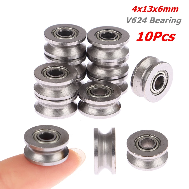 10Pcs V624zz V Groove Sealed Ball Bearing Guide Track Roller Bearing V624 Embroidery Machine Bearing