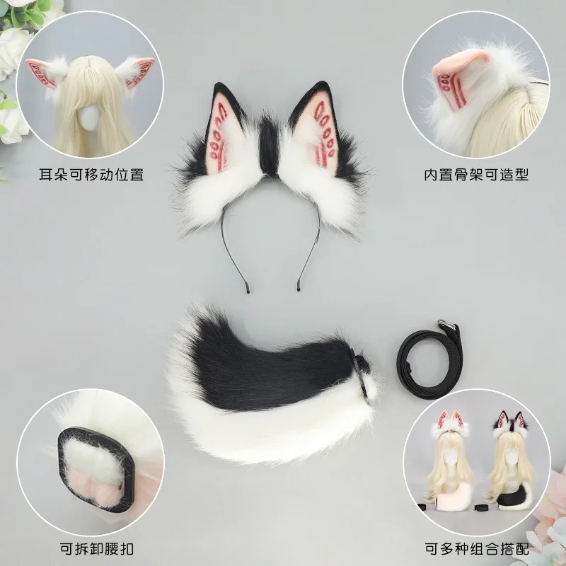 Handmade Plush Faux Fur กระต่ายหูแถบคาดศีรษะ Lolita Hairwear ผู้หญิงคอสเพลย์อุปกรณ์เสริม Props สัตว์หู Hairband หญิง Headwear