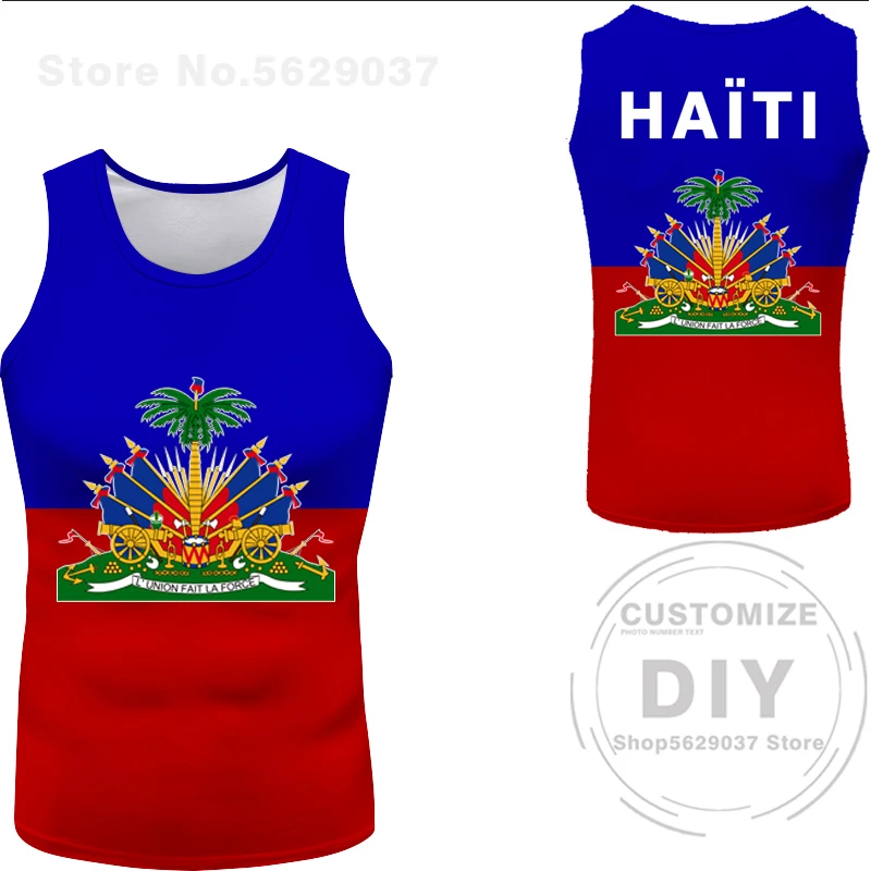 Haiti Male Youth Vest Free Custom Name Hti Tank Top Nation Flag Country Ht French Haitian College Print Photo Sleeveless T-Shirt