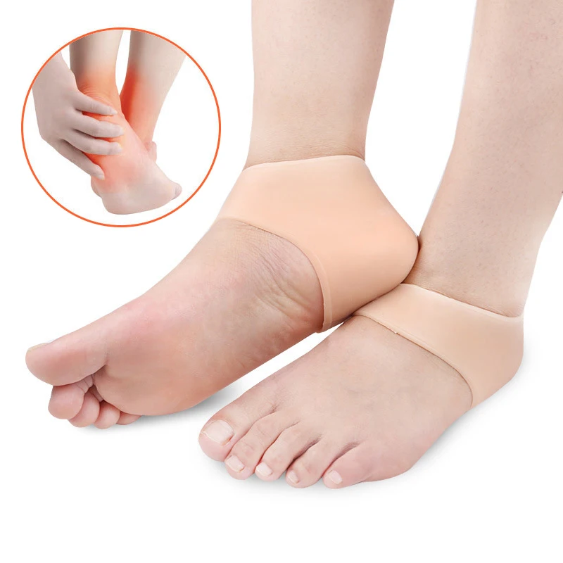 Pexmen 2Pcs Gel Heel Protectors Heel Pads Cushion for Achilles Tendinitis Heal Dry Cracked Heels Plantar Fasciitis Inserts