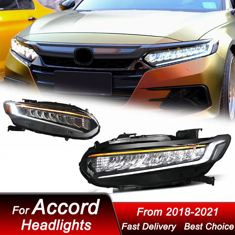 

Pop Car Headlights For Honda Accord 10Gen 2018-2021 To High Style All LED Blue Start Assembly Upgrade Projector Lens Accessories