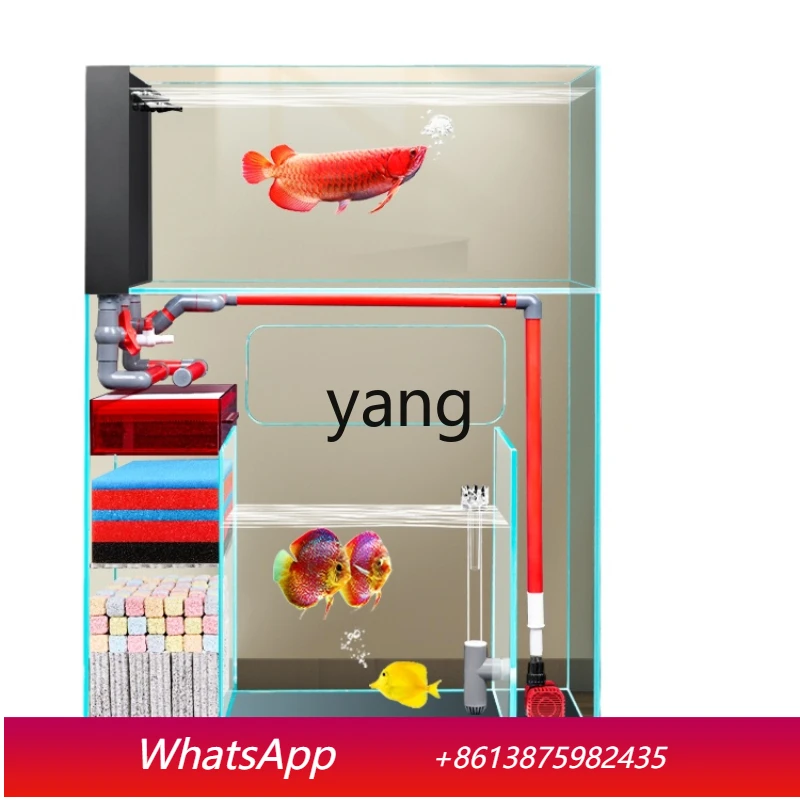 CMX ecological water purification circulation bottom filter double-layer goldfish tank ultra-white glass aquarium