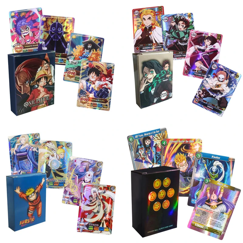 

50 English anime flash cards Demon Slayer Dragon Ball ONE PIECE game collection cards battle cards boy toys birthday gifts