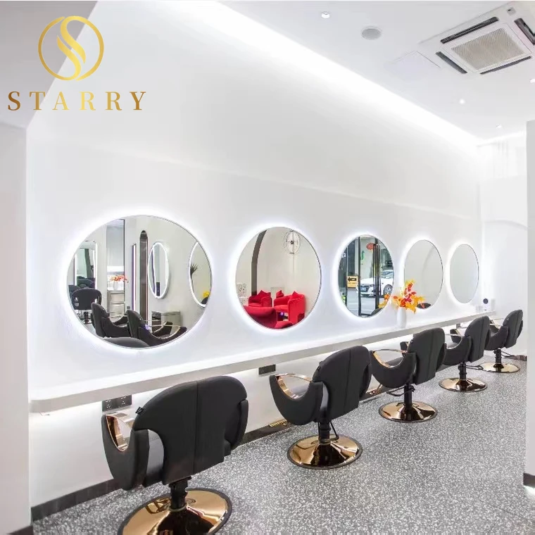 Dostosowane luksusowe lustro ścienne do salonu fryzjerskiego Nowoczesne wielokształtne duże lustro ścienne