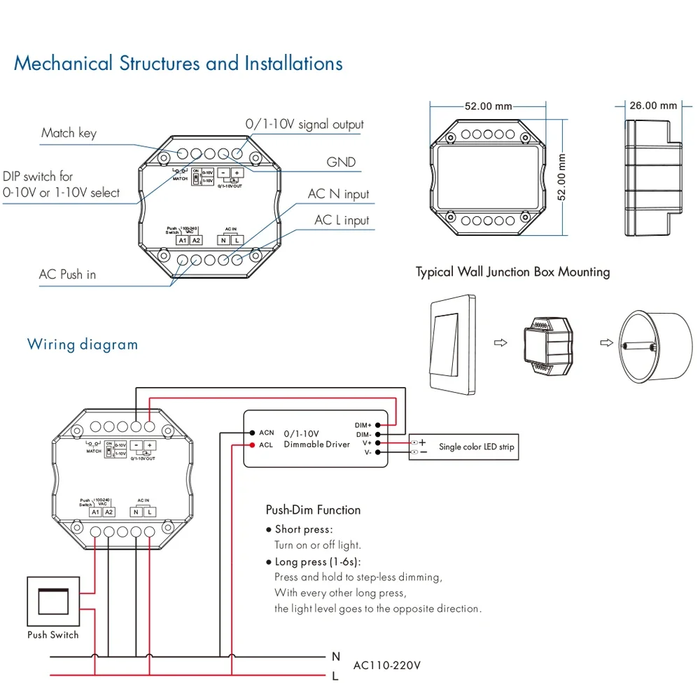 0/1-10V Tuya Smart WiFi Zigbee LED Dimmer Controller Push Dimmer R11/L1(WT)/L1(WZ)/RT6/TW1 Smart Life APP Control 110V 220V 230V