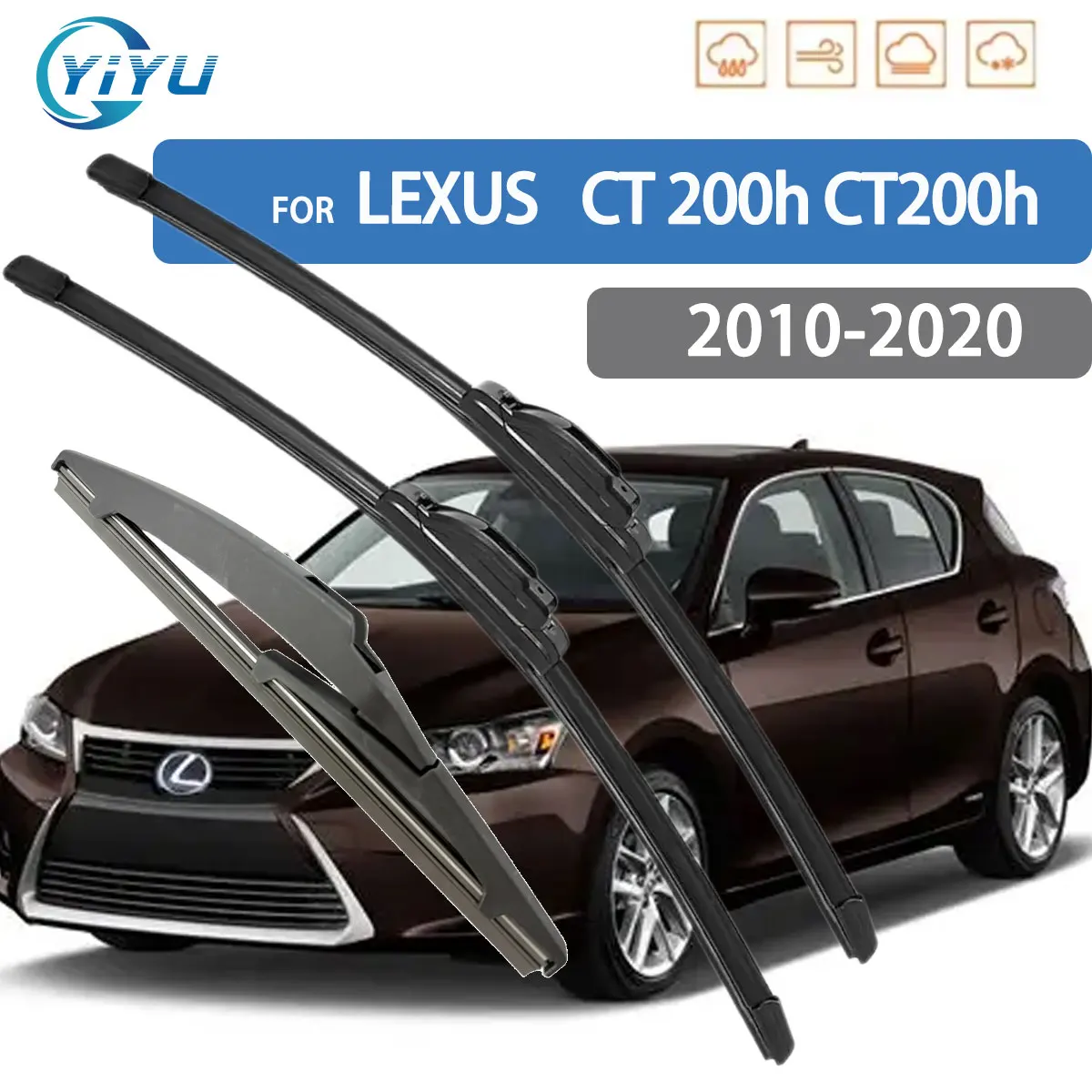 3PCS Auto-Wischer für LEXUS CT 200h CT200h 2010-2020 Vordere und Hintere Wischerblätter Bürsten Auto-Zubehör