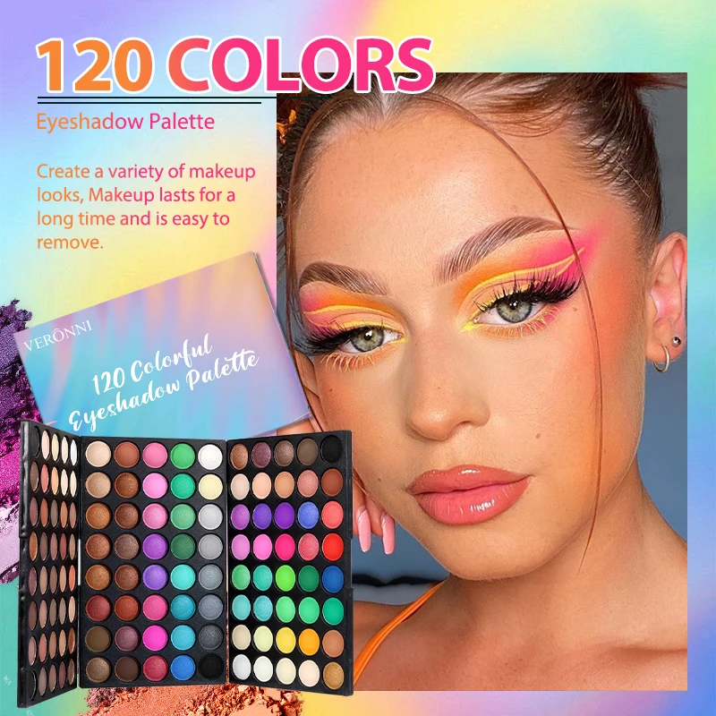 120-Color 3-Layer Eyeshadow Palette – Matte, Shimmer & Glitter Finishes, Highly Pigmented, All-in-One Makeup Kit for Professiona