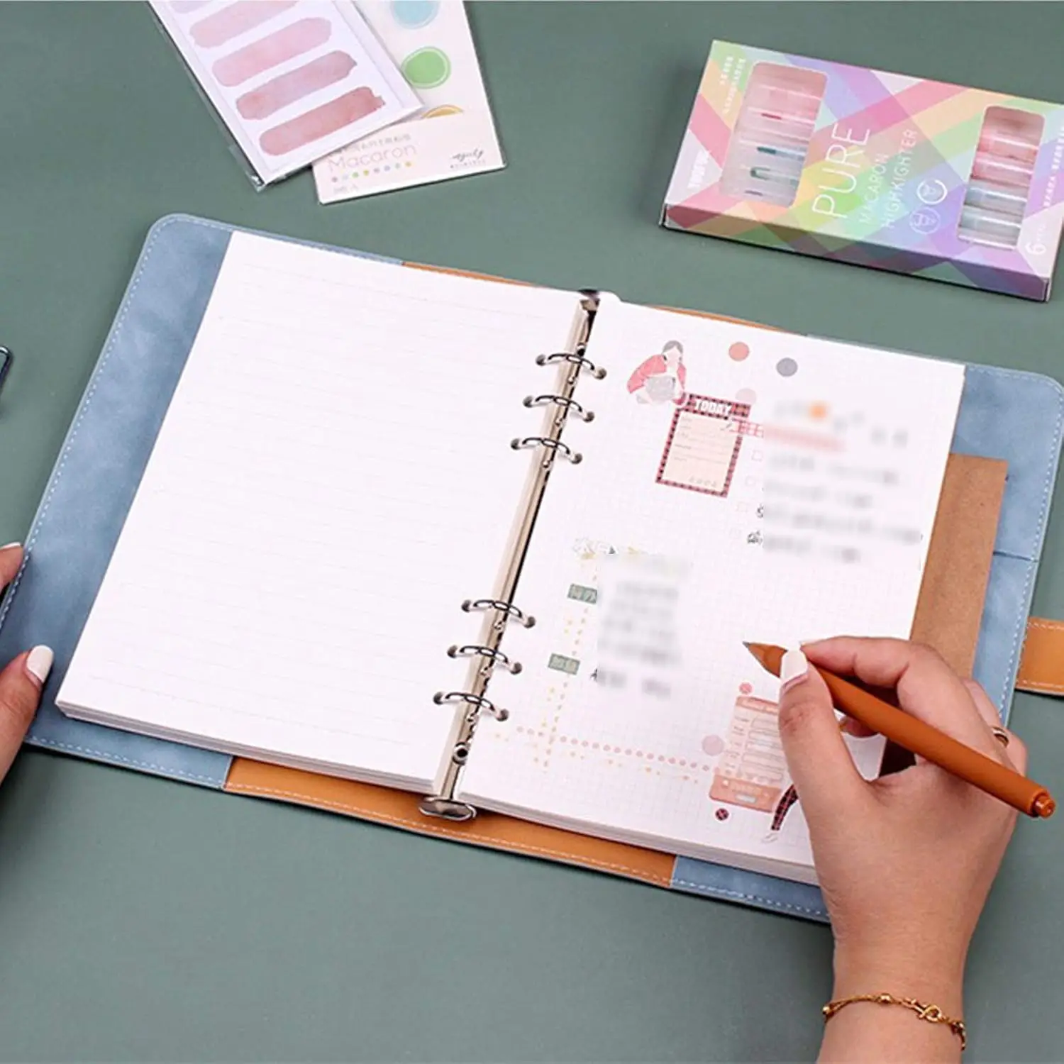 A5 Soft PU Leather Notebook Binder, Refillable 6 Round Ring Binder Cover for A5 Filler Paper, Notebook Personal Planner Binder