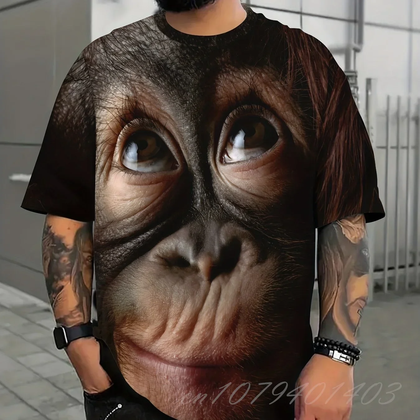 Funny Animal Face Orangutan 3D Print T-shirt Men Fashion O-Neck Short Sleeve Tshirt Monkey Dog Lion Sports Tops Tee Women Tshirt