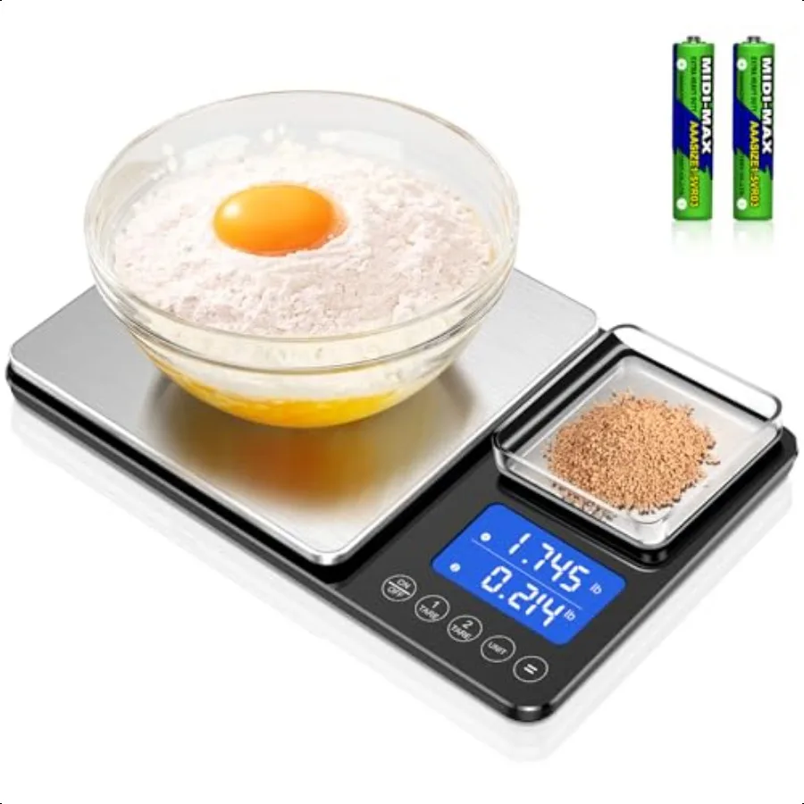 

0.001oz 33lbs Dual Platform Food Kitchen Scales Digital Weight Grams and Ounces Two Precisions Kitchen Scale for Sourdough Brea
