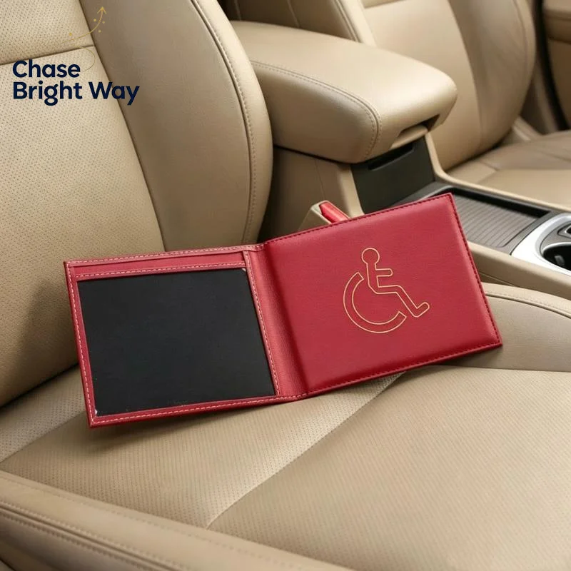 Disabled ID Badge Protection Holder Waterproof Soft Lining Durable PU Leather Wallet for Handicapped Certificate Daily Use