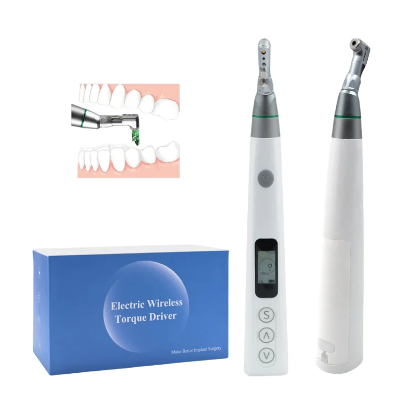 Dental Universal Electric Wireless Torque Driver Implant Torque Wrench Small Mini Head 16:1 Contra Angle Tools Kit