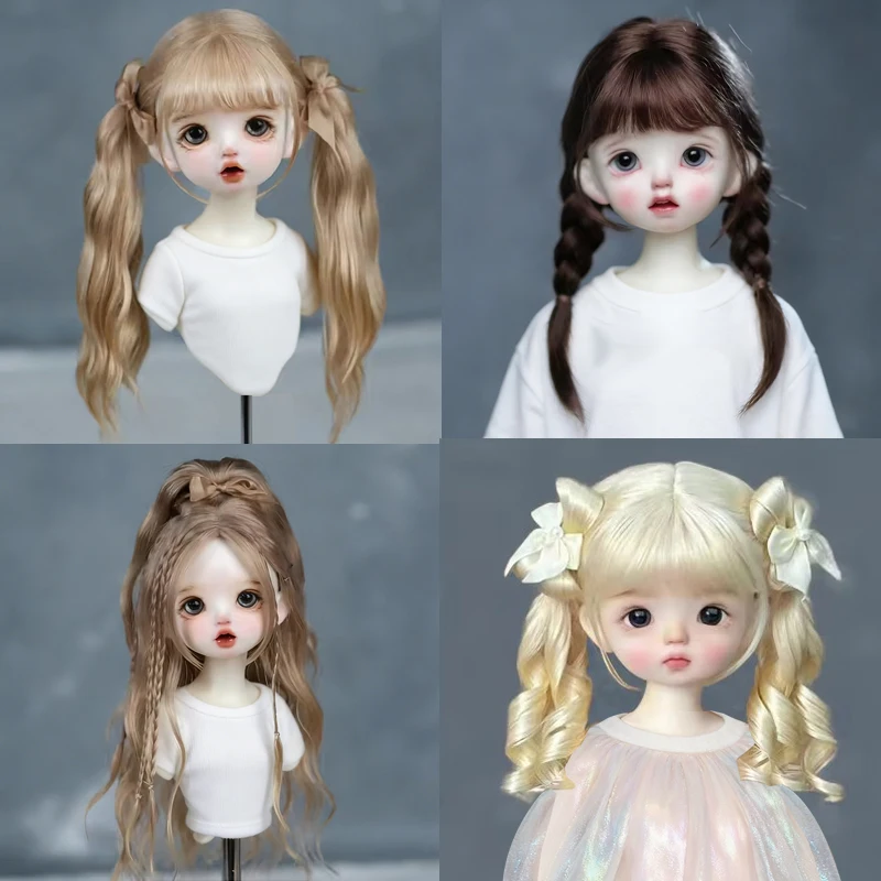 1/6BJD Wig Bangs Ponytail Curly Soft Mohair Wig Braids Suitable for 30cm DD SD Doll Wig Toy Accessories 6-7 Inches Hair