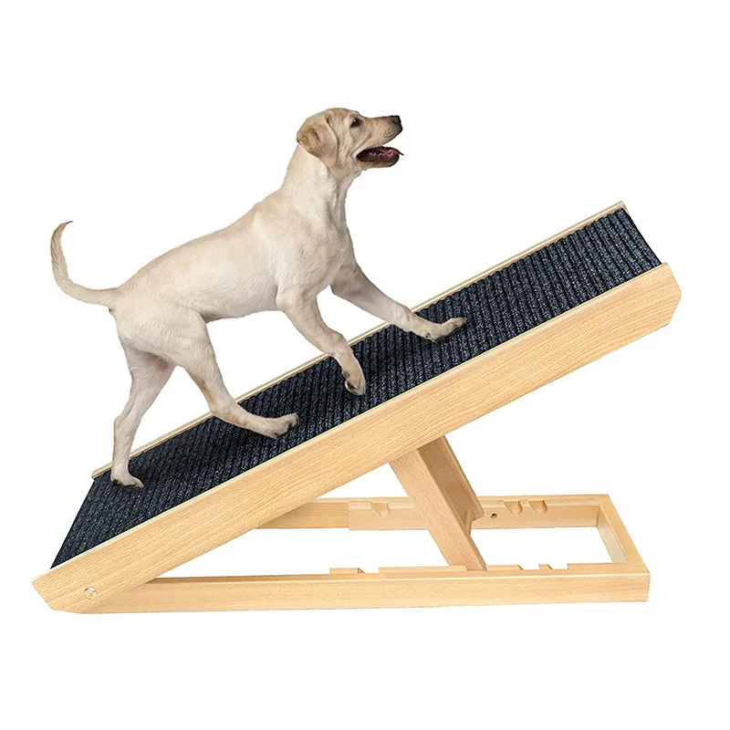 

Adjustable folding dog cart ramp ladder portable wooden carpet with non-slip