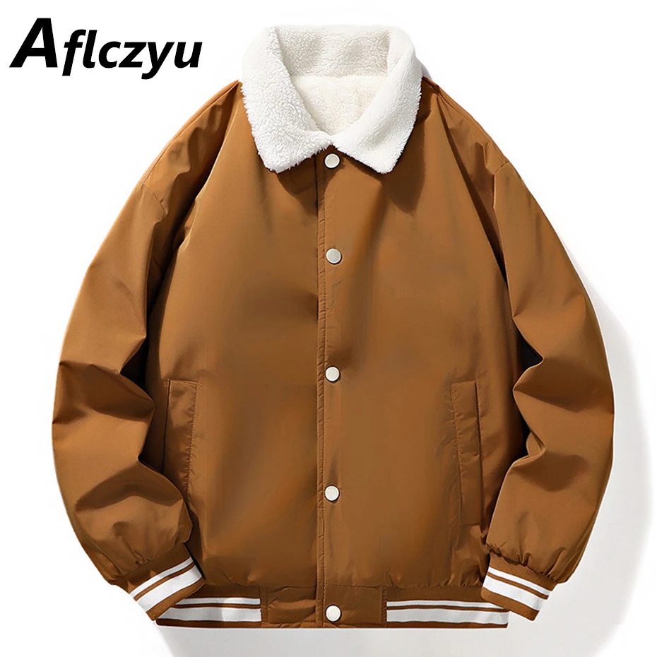 

Autumn Winter Fleece Lambwool Jacket Men Thick Jackets Coat Fashion Casual Button Jacket Coats Male