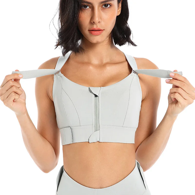 ผู้หญิงซิปกีฬา Bra Gym โยคะ Crop Top Plus ขนาดฟิตเนสชุดชั้นในกีฬาหญิงปรับสายรัดเอวฟิตเนสโยคะเสื้อกั๊ก bra