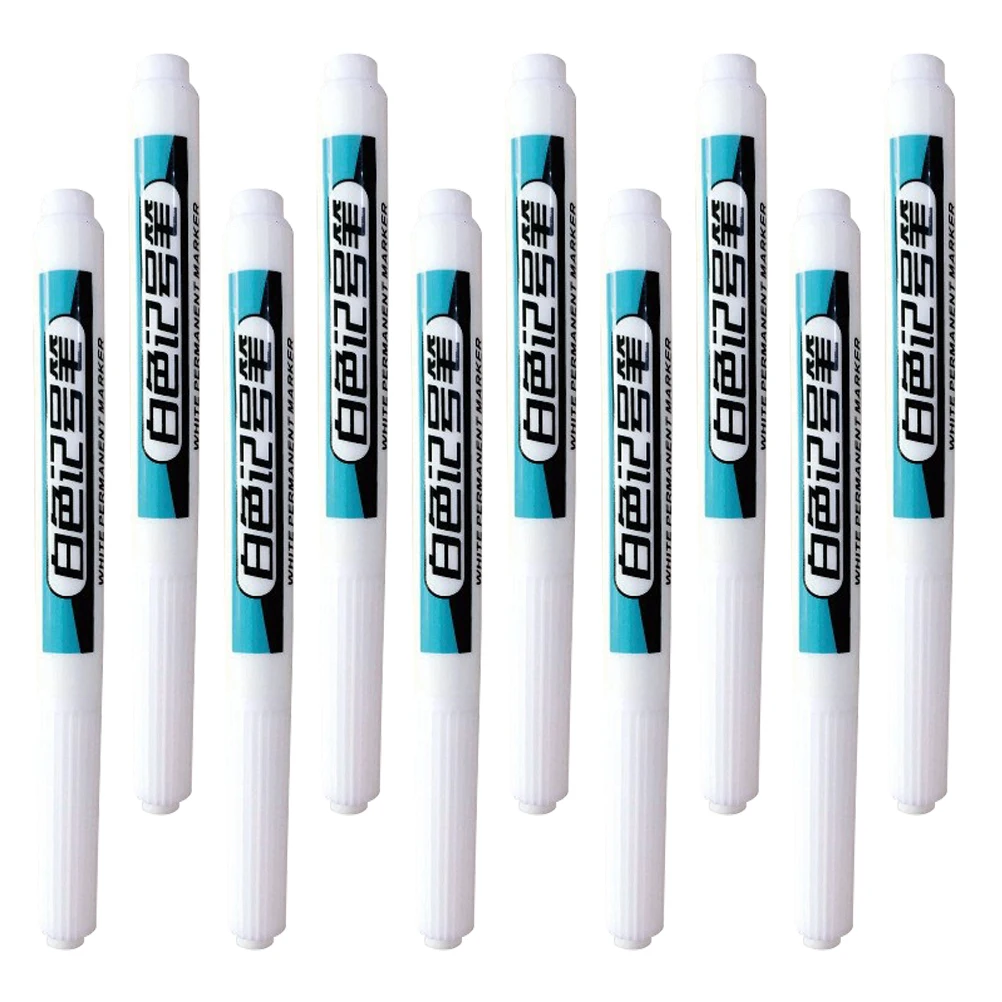 

10 Pcs Multi Purpose Marking Pens White Oil Based Ink Carpenter Woodworking Construction Metal Marker Non Fading Lightweight