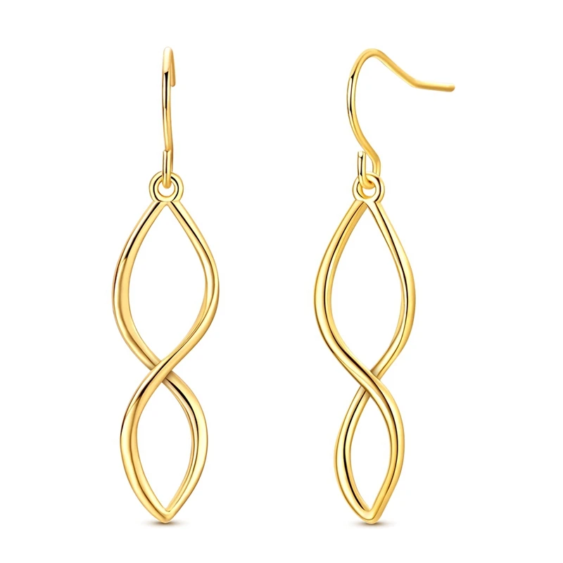 925 Sterling Silver Earrings Women Gold Twisted Ribbon Hoop Earring For Anniversary Wedding Jewelry Gifts
