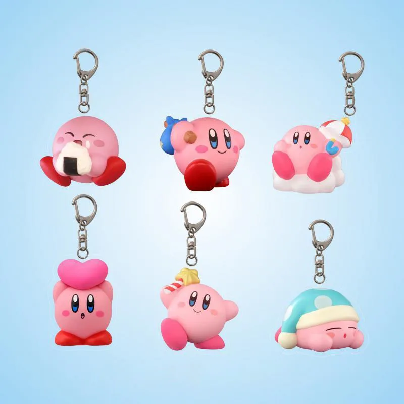 Kirby Plush Kawaii Cartoon Cute Kirby Fun School Bag Keychain Acrylic Pendant Anime Plush Toys for Girls Kids Toys Birthday Gift