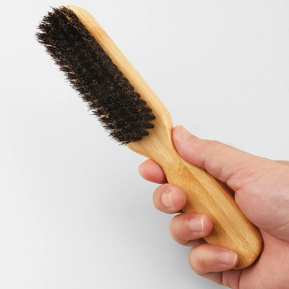 

2Pcs Men Beard Brush Bristle Grooming Salon Barber Shop Broken Hair Brush Set Neck Cleaning Oil Head