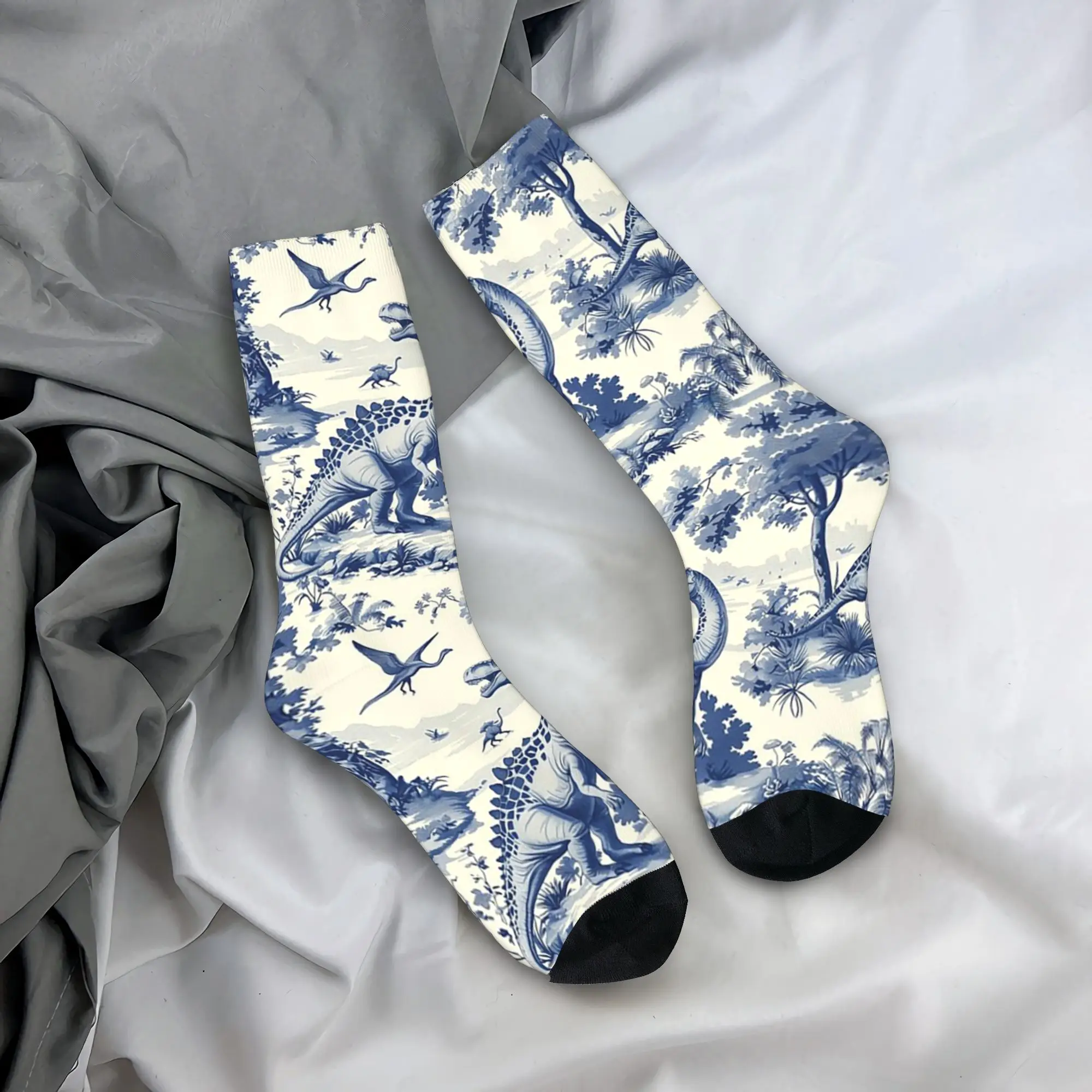 

Носки на все сезоны с узором Toile De Jouy, темно-синие, с рисунком, в стиле Харадзюку, хип-хоп, длинные носки, аксессуары для мужчин и женщин