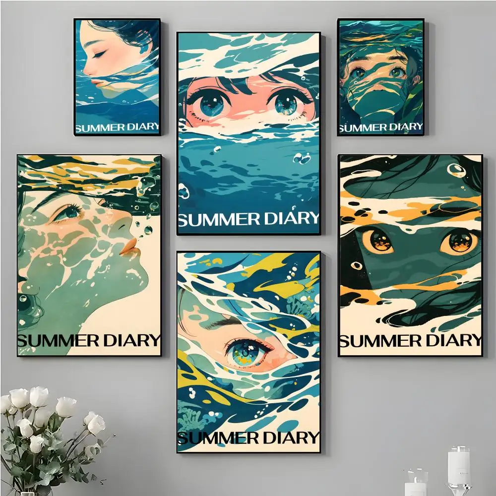 Summer Diving Girl Wave Picture Album-Beautiful Poster Top-Quality Poster For Household Room Bar Cafe Wall Art Decor & Gift Item