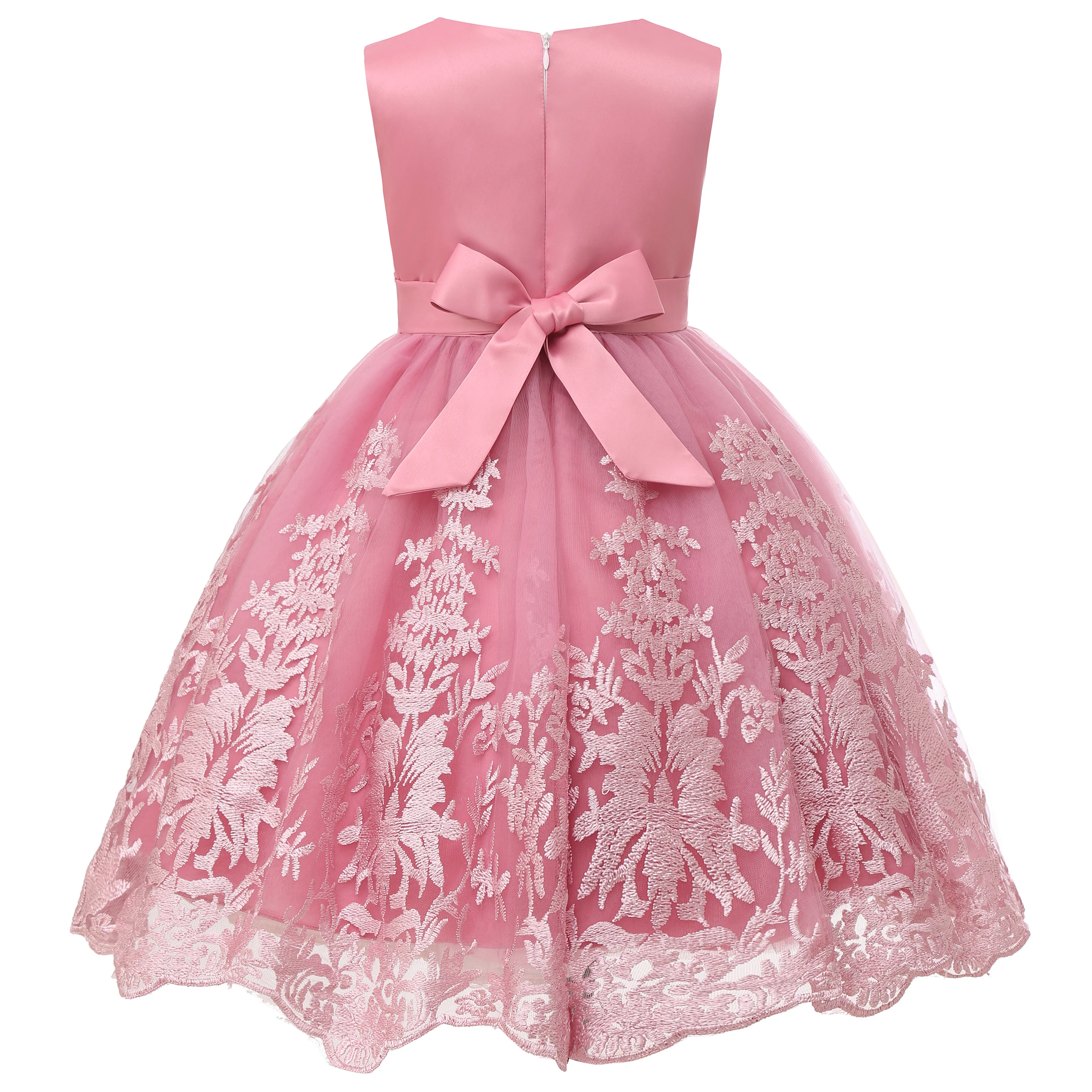 Europe and the United States Cross-Border New Sleeveless Undershirt Embroidered Princess Dress Girls Flowers Mesh Dress Flower
