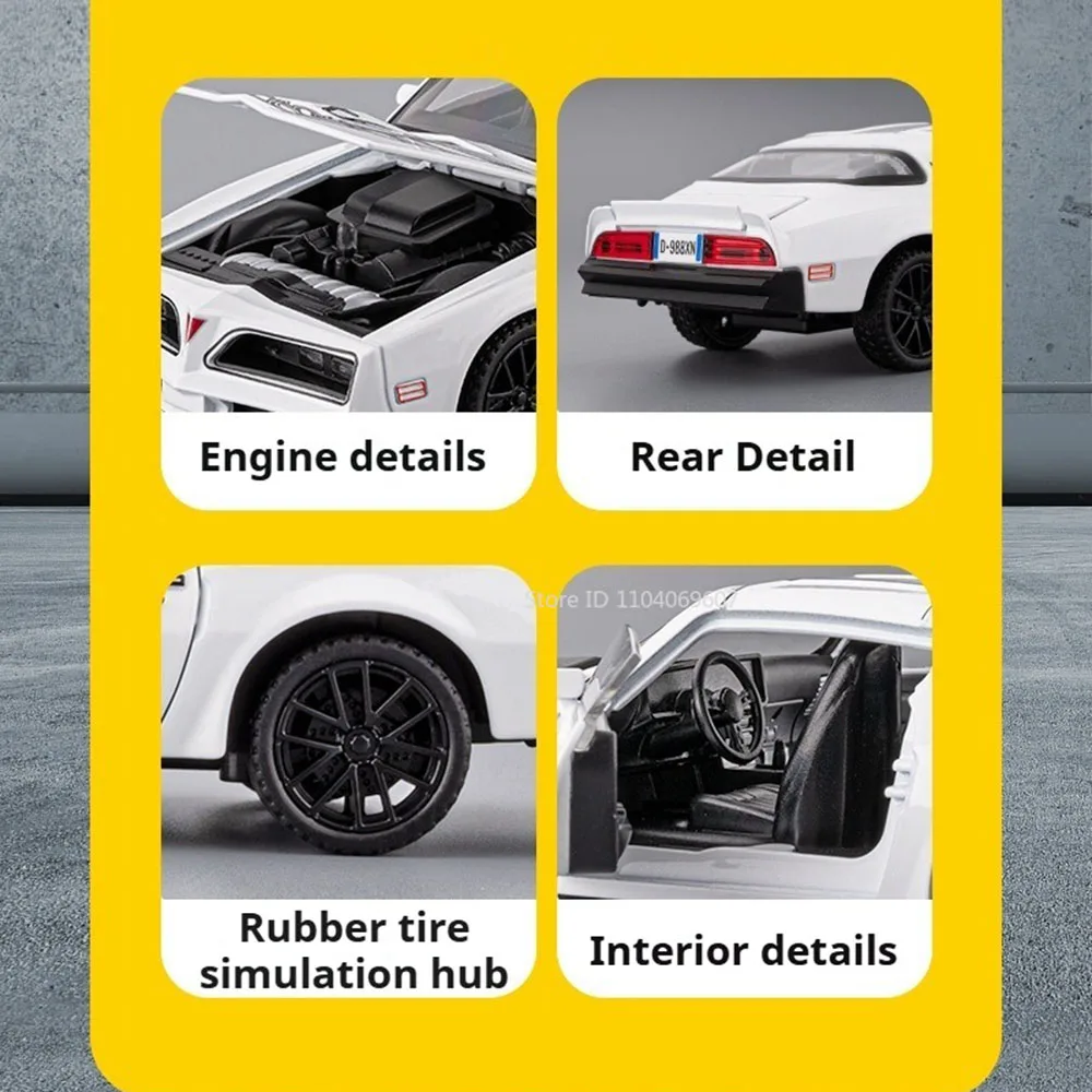 1:32 Firebird Cars Toys Miniature Models with Light Sound Pull Back Vehicles Simulated Interior Model Children's Day Presents