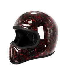 New Retro Carbon Fibre Full Face Helmet,Personality Lightweight Shell Locomotive Motorcycle Helmet With Wind Mirror Combination