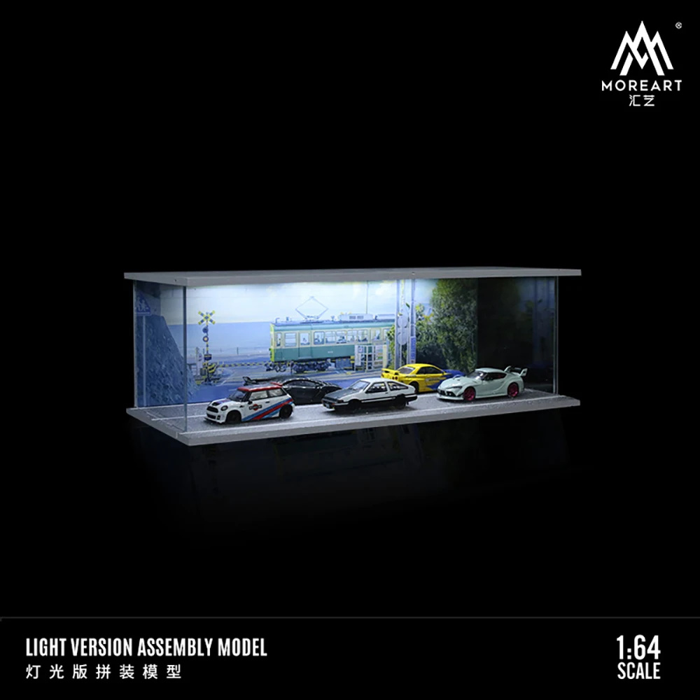 Moreart 1/64 City Street-thema Light Board Assembly Scene Model Collection Ornament Diecast Legering Model Auto Speelgoed