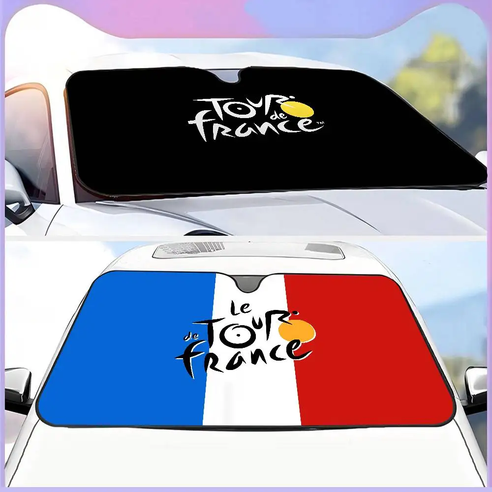 T-Tour De France Bike Sunshade Windscreen Fold-up Car Front Windshield 70x130cm Car Window Windscreen Cover Heat Reflector