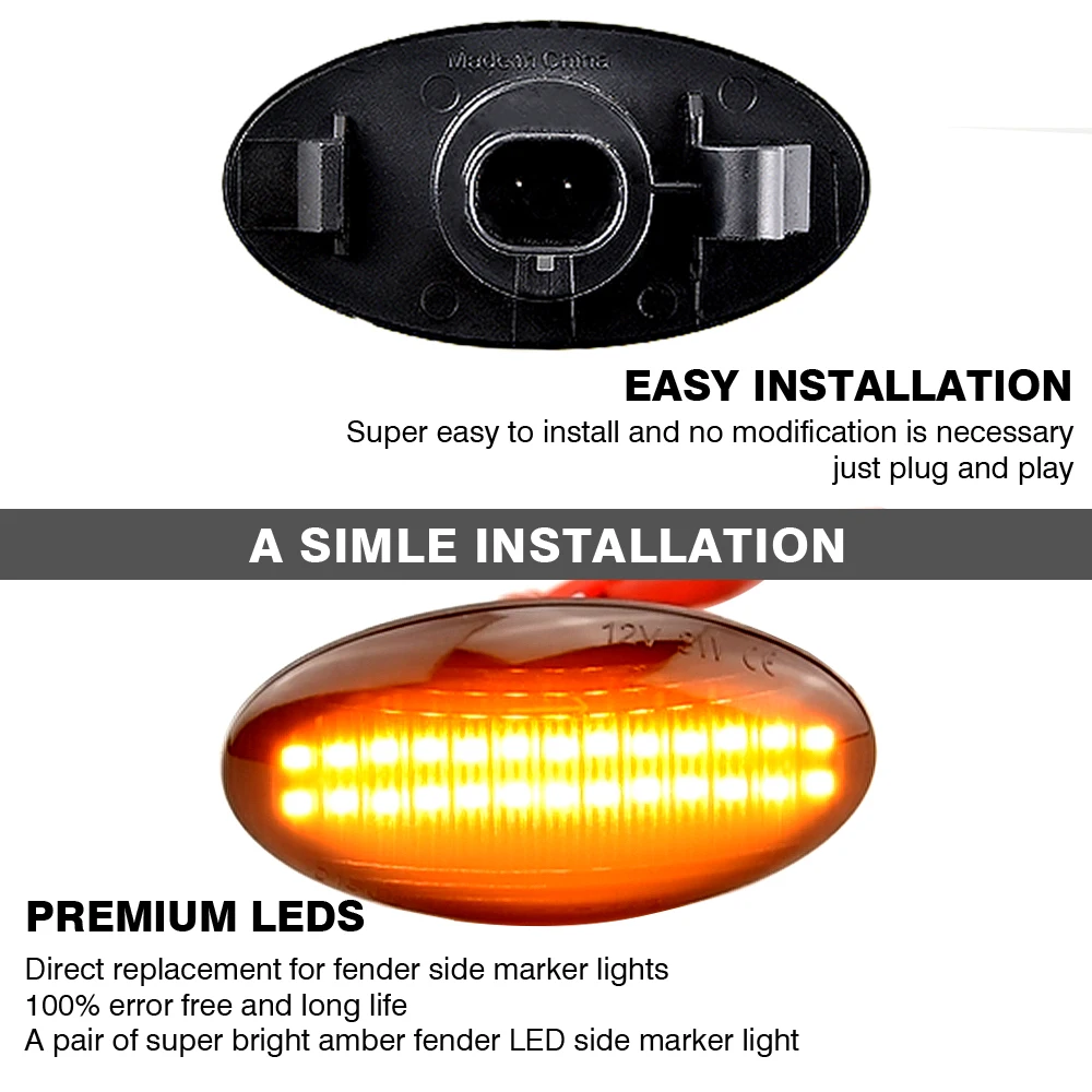2pcs Dynamic LED Side Marker Turn Signal Lights Indicator Amber Repeater Car Lights For Suzuki Swift Jimmy Vitara SX4
