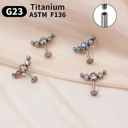 16G Stud Earring for Women G23 Titanium ASTM F136 Threaded Tragus Cartilage Ear Piercing Earrings Zirconia Not Allergic