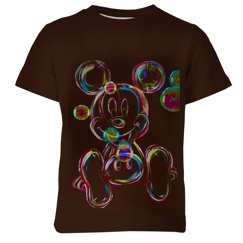 Summer Children Mickey Mouse T-Shirts Girls 3D Cartoon printing T Shirts Boys Disney Series Kids Fashion Leisure Tops Clothing