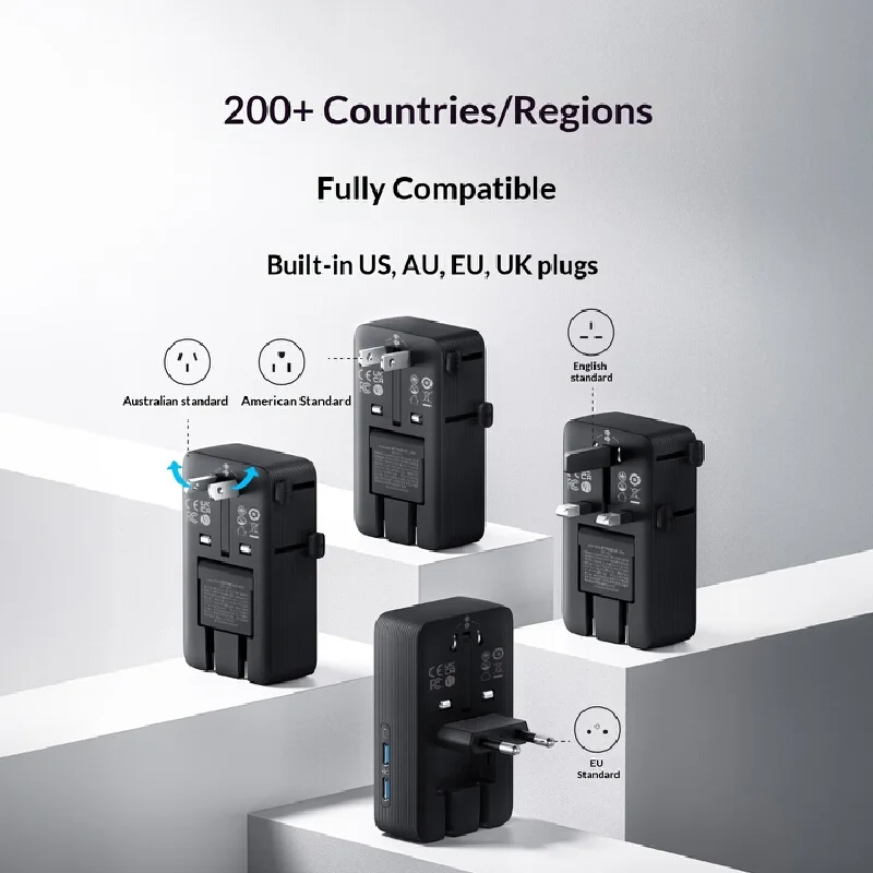 ANKER A9215 Multi-Country Charger Adapter Multi-Function Power Adapter Portable Mobile Phone US/AU/EU/UK Convenient Charger Gift