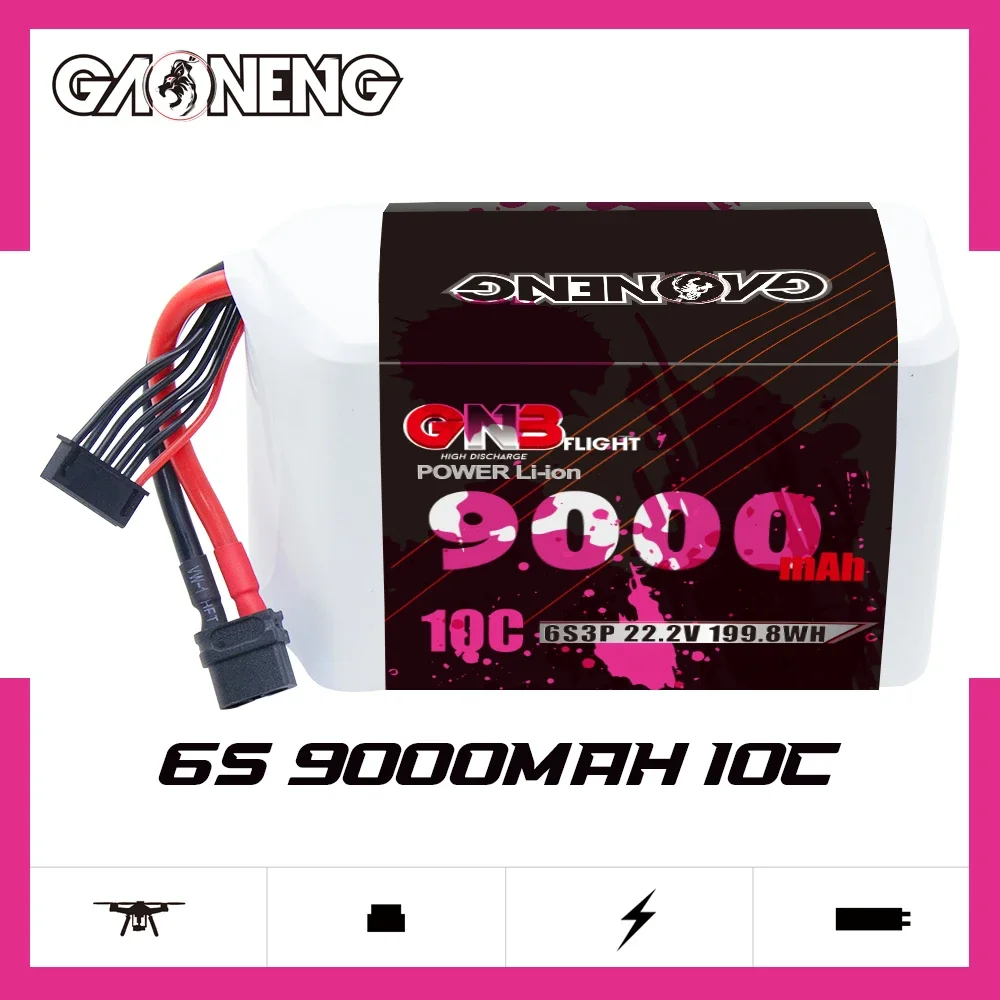 GAONENG GNB 9000mAh 6S 10C 20C 22.2V XT60 18650 Li-ion Battery RC Battery Pack for RC Boat Cars Drone