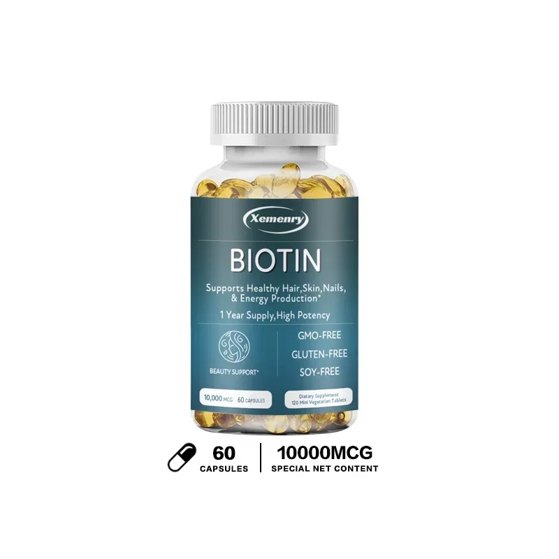 Premium Biotin Capsules, Vitamin B7 Support Supplement for Beautiful Hair, Nails and More - Gluten Free and Non-GMO