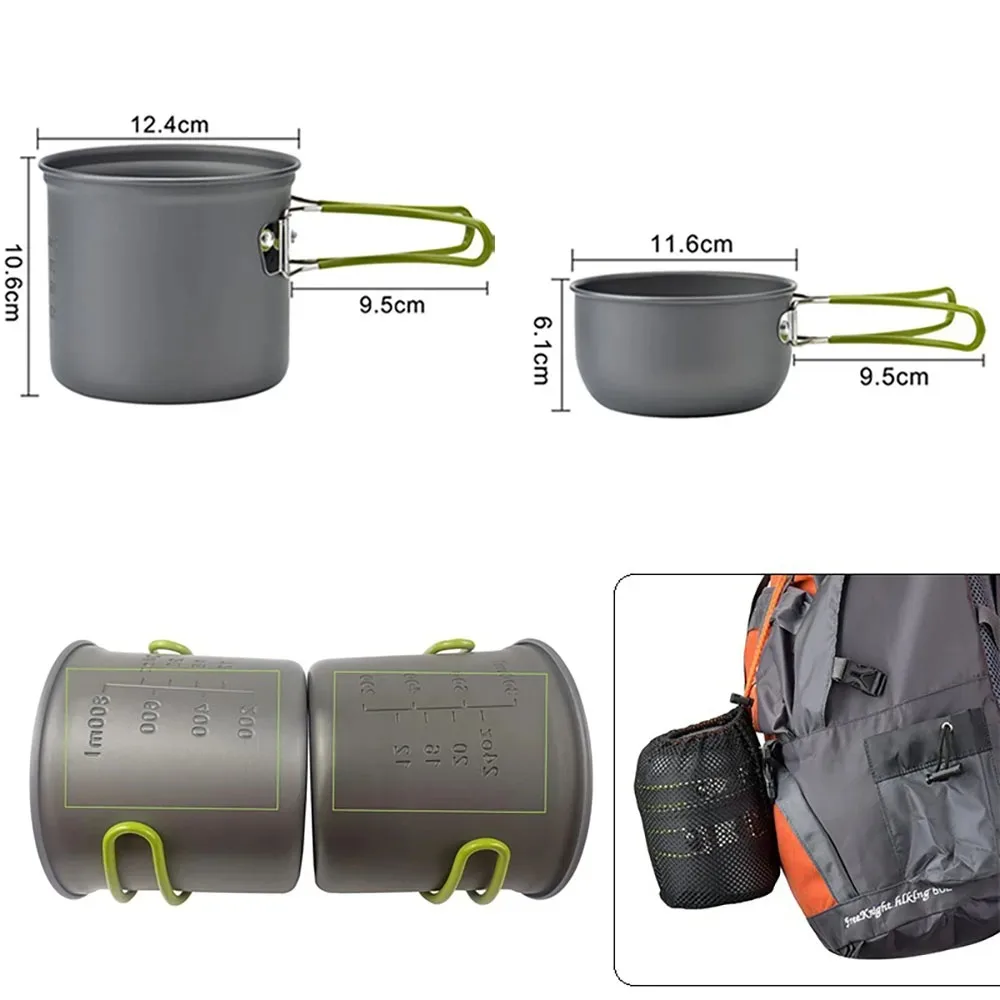 2024 Portable Camping Cookware Set Outdoor Pot Mini Gas Stove Sets Nature Hike Picnic Cooking Set With Foldable Spoon Fork Knife