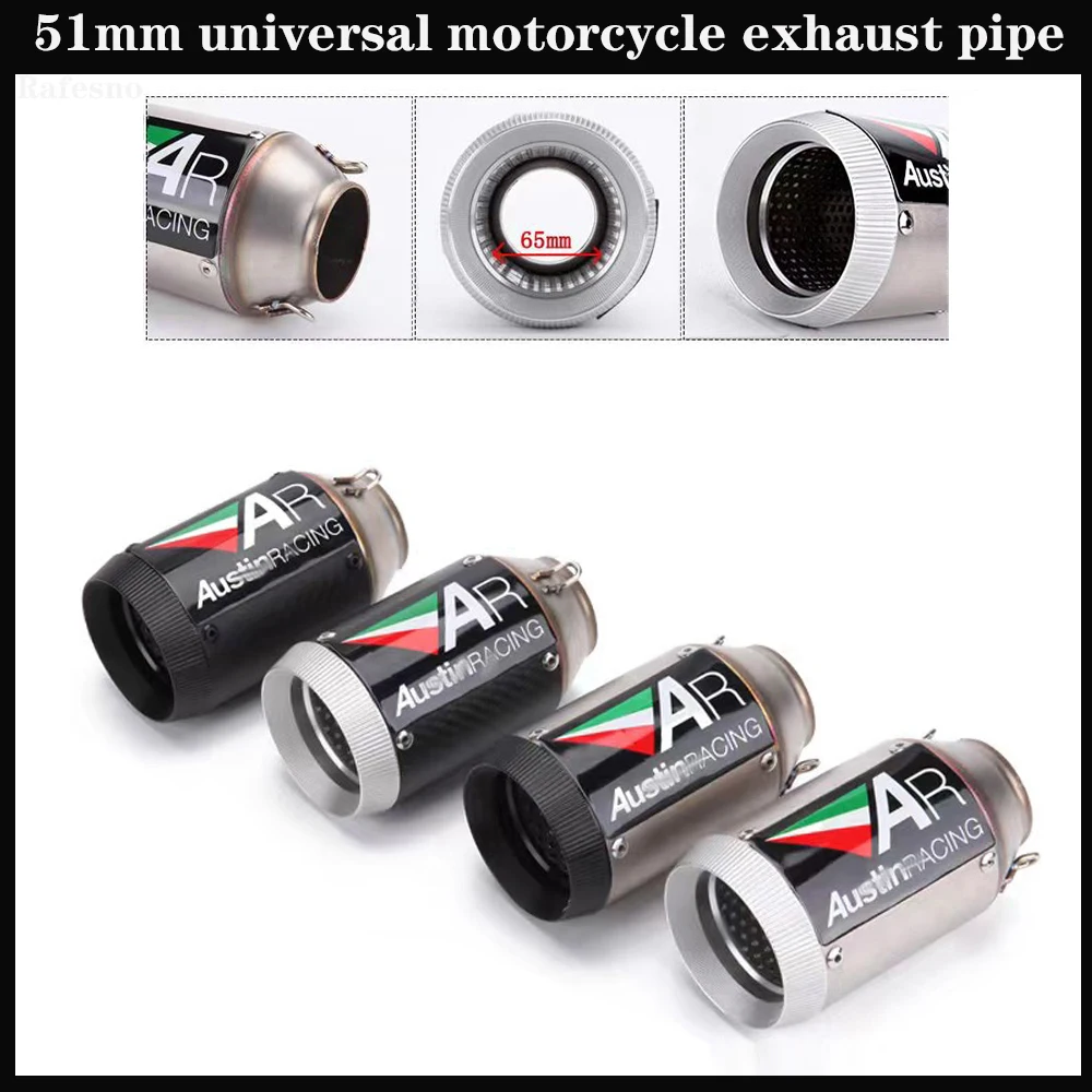 

51mm universal exhaust pipe for Suzuki K7K8,CFMOTO 250SR 450SR Kawasak ZX4R ZX6R, Z400, Z800,Z900 Modification AR exhaust pipe.
