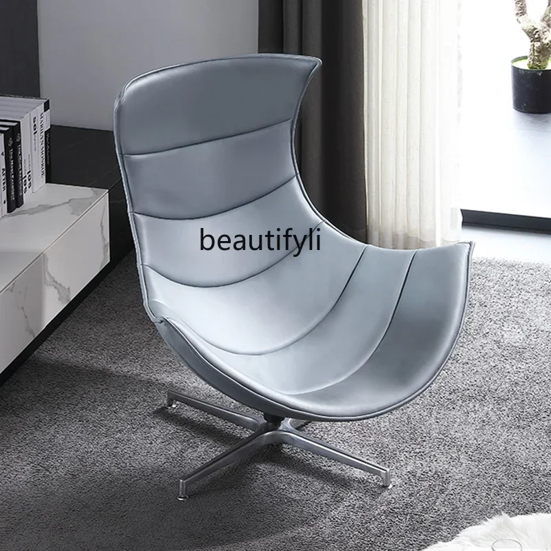 New Light Luxury Italian minimalist leather sofa chair designer lazy single casual rotating lobster chair