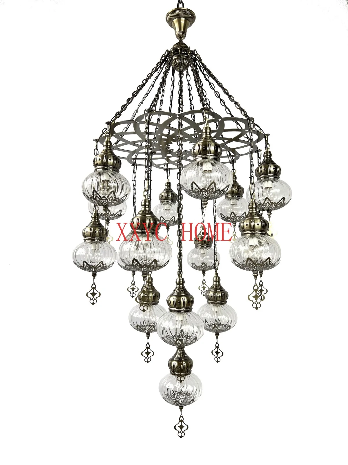 

Staircase Chandelier Retro American and European Style Special Restaurant Hotel Homestay Duplex Building Ottoman Lamp