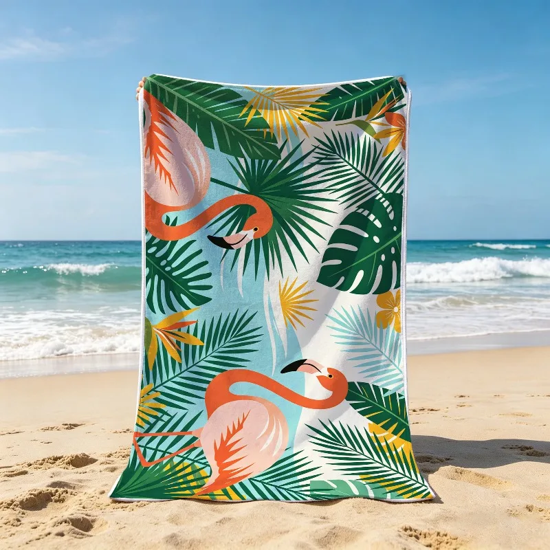 Tropical Print Beach Towel, Ethnic Style Oversized Bath Towel, Absorbent and Sandproof, Beach Sunshade Mat Can Be Used As A Wrap