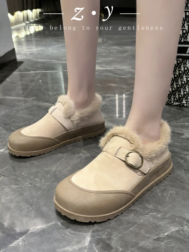 Shoes Woman Flats Casual Female Sneakers Round Toe Loafers Fur Clogs Platform Soft Dress Winter Creepers New Rome Med Snow Boots