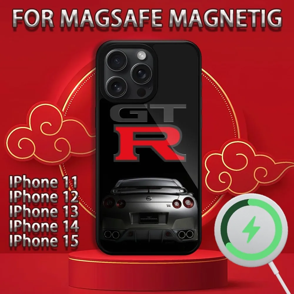 JDM G-GTR Luxury R-35 Car  Phone Case For iPhone 15 14 13 12 11 Pro Max Plus Magsafe Magnetic Wireless Charging Cover