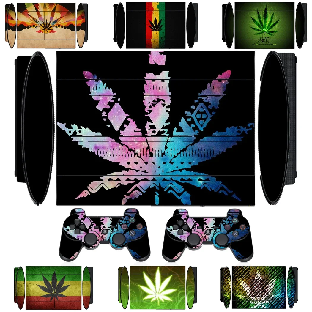 Maple Leaves 2451 Vinyl Skin Sticker Protector for Sony PS3 Super Slim and 2 Controller Skins Stickers