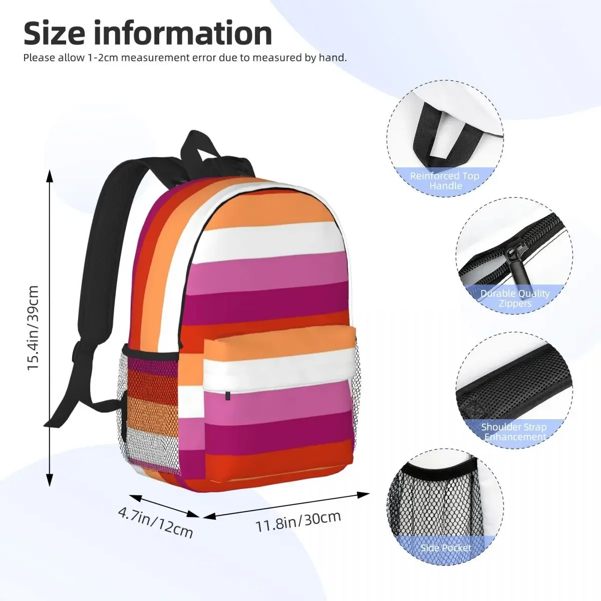 Mochilas de orgulho lésbico para meninos e meninas, mochila casual para estudantes, mochila de viagem, bolsa de ombro grande capacidade