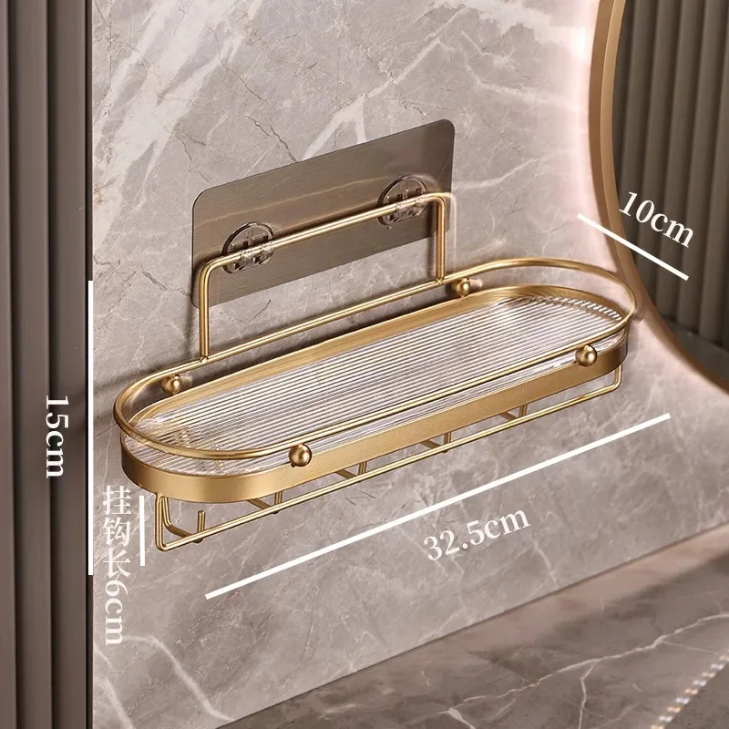 Bathroom Acrylic Shelves Wall Mounted Punch-Free Golden Rack Toilet Washstand Toilet Cosmetic Towel Storage Shelf Accessories