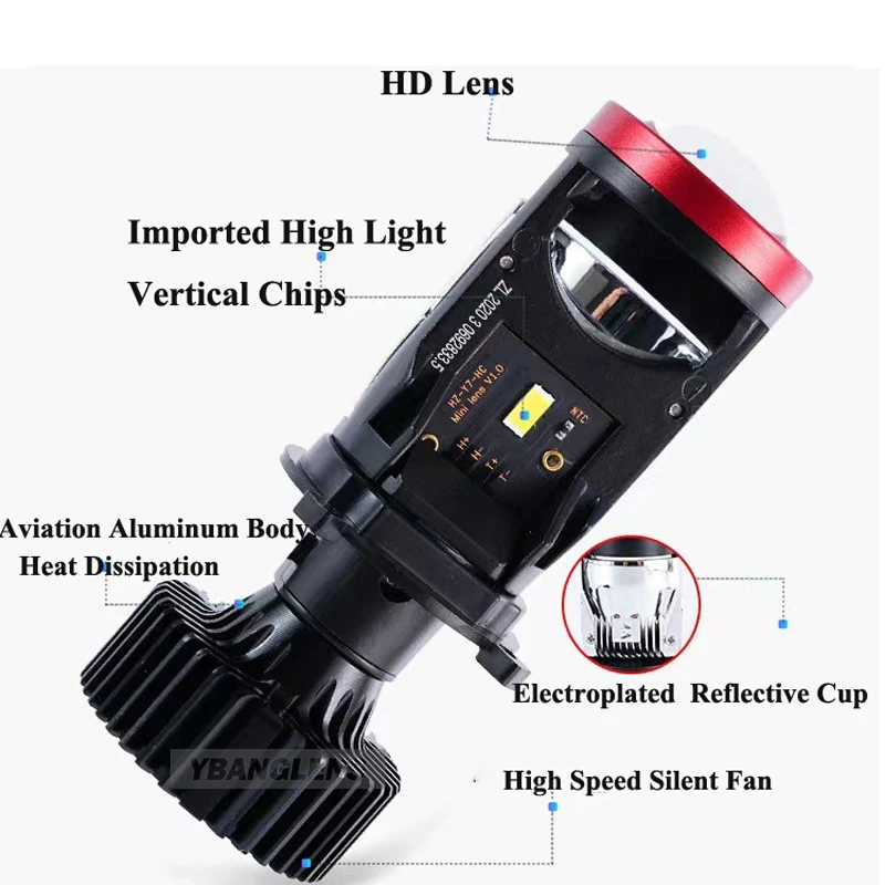 120W Auto Lamp Mini Lens LED H4 9003 HIB2 Bulbs Headlight Y7D Car Motorcycle Dual Projector Lens LED Automotive Moto 12V 24V
