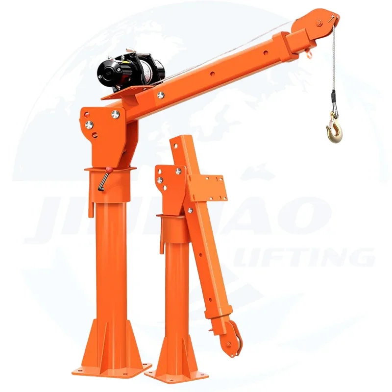 Truck Mounted Lifting Hoist Small Crane 300 kg 500 kg 12V Mini Crane Full Set Mobile Jib Crane